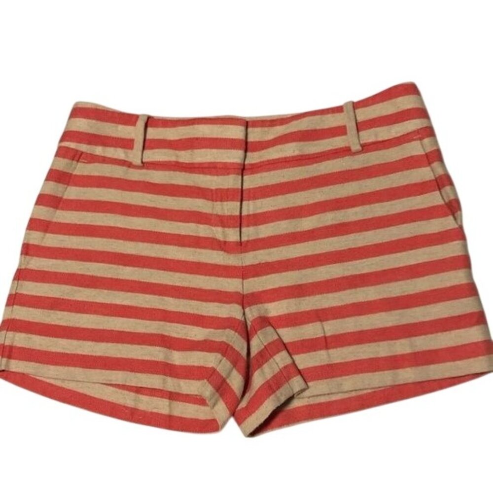 LOFT Riviera tan/orange shorts, linen blend, 00